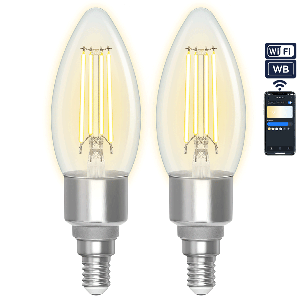 Aigostar Slimme gloeilamp C35 CCT (2 STUKS)(WIFI + bluebooth)