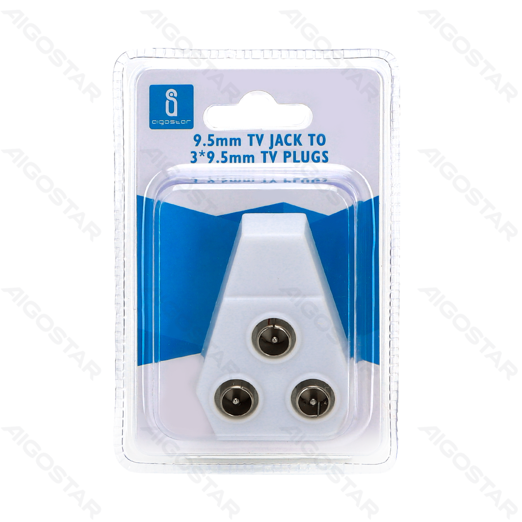 [B20104KFO] Connector 9,5mm TV JACK NAAR 3*9,5mm TV pluggen wit