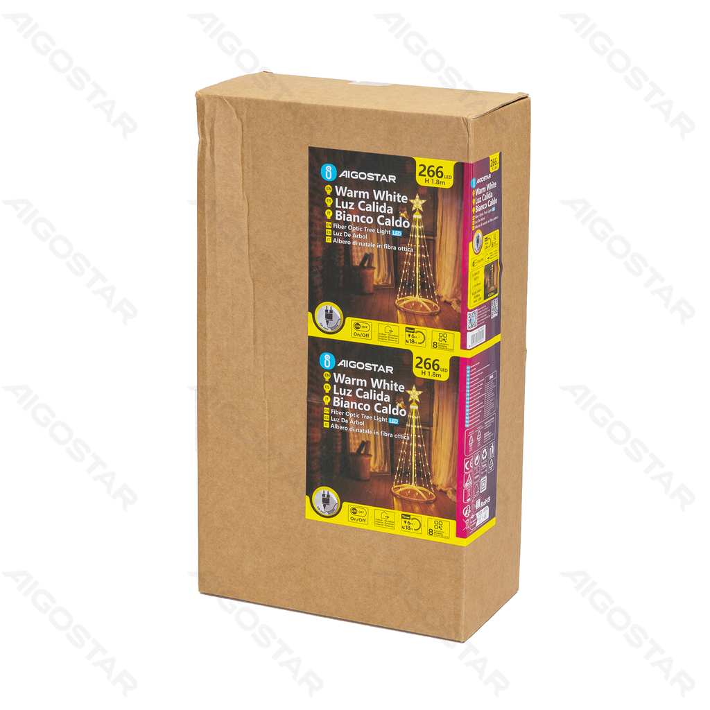 [B10303K6G] Konische Niederspannungs-Weihnachtsbaumschmucklampe Warmweiß 1,8m IP44 Indoor/Outdoor