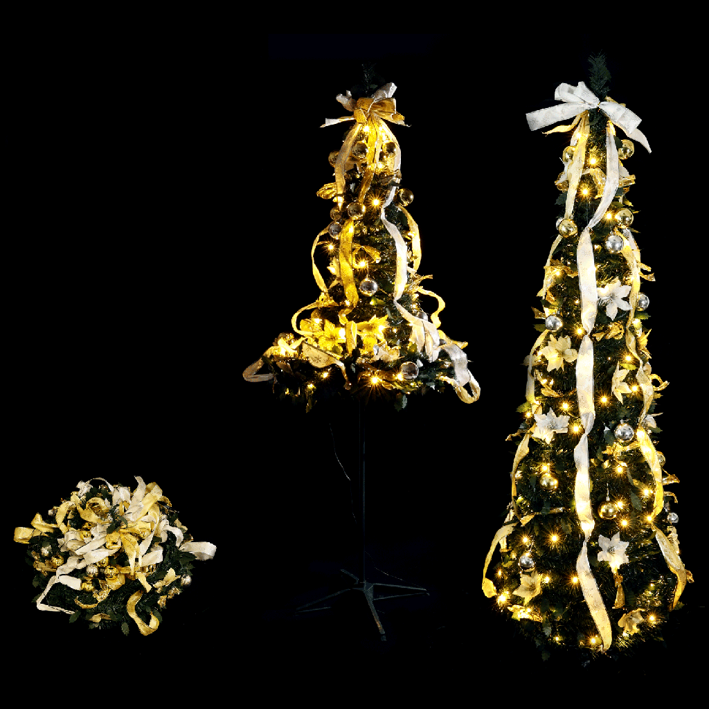 [B10303ABAP] Aigostar Opvouwbare kerstboom witgouden decoraties warm wit 1,2m IP44 Binnen/Buiten