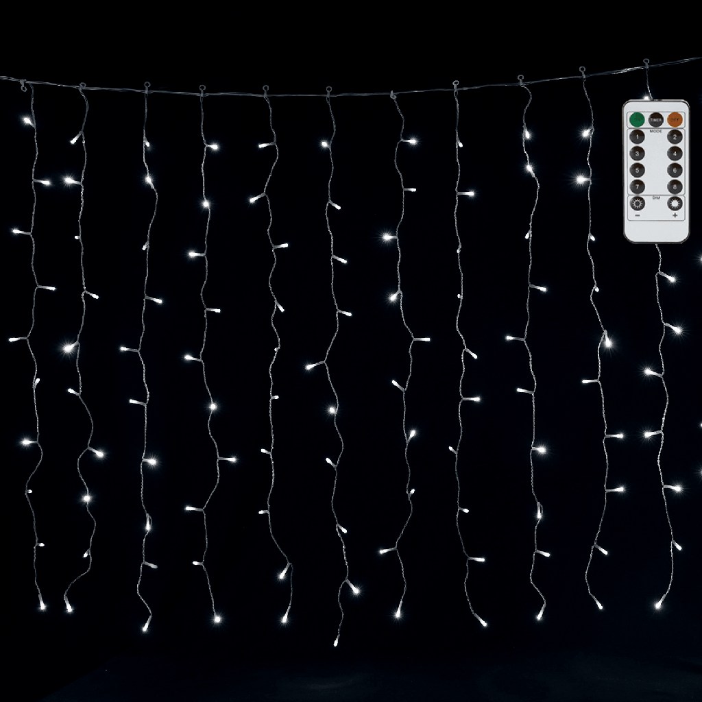 [B10303S7B] Seriell anschließbare Niederspannungs-Lichtgirlande Icicle Flush cool white 3m+1.5m*1m 15 Schnüre 15 Streifen IP44 Indoor/Outdoor