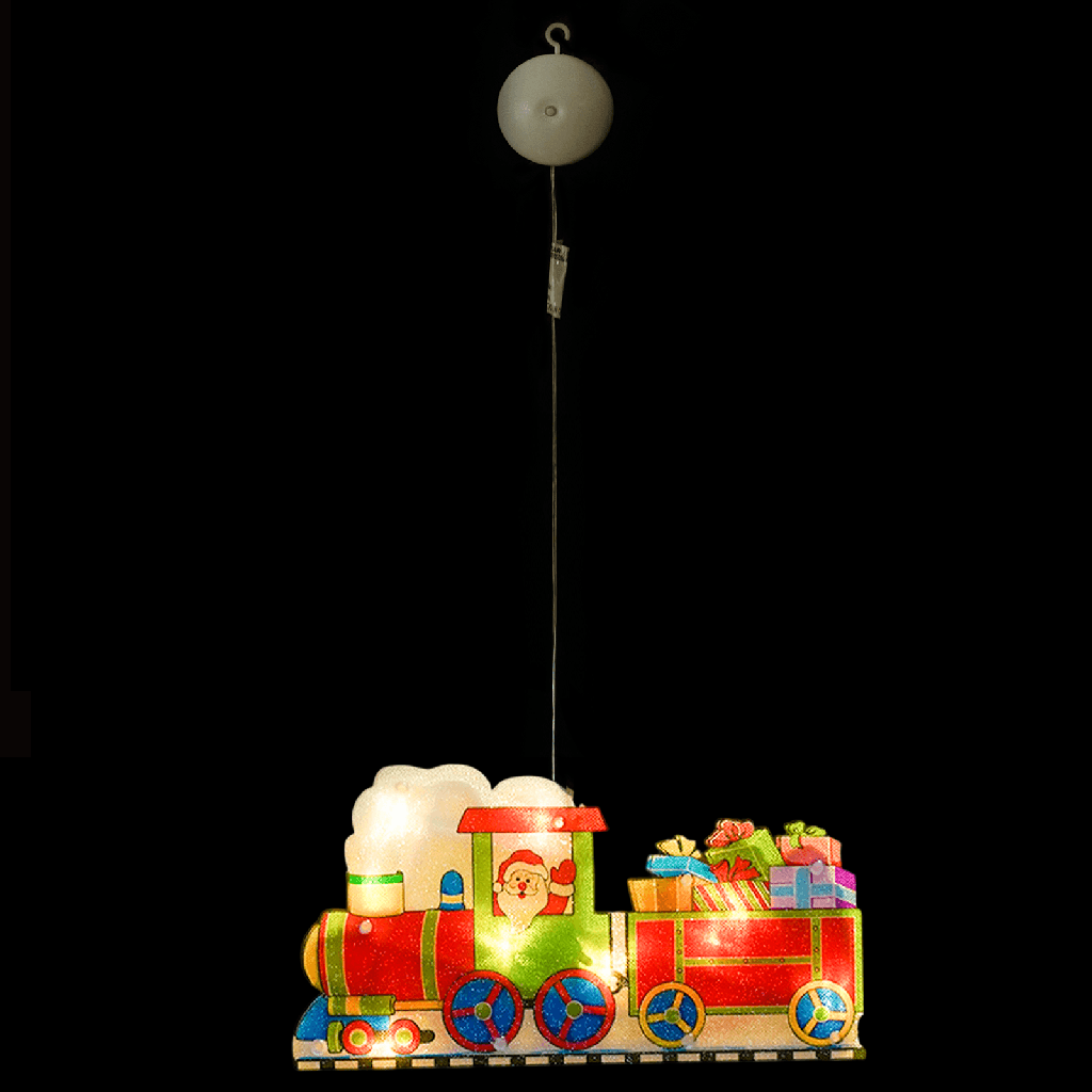 [B10303K67] Petite suspension en forme de train de Noël fonctionnant sur piles avec ventouse Blanc chaud IP20 Intérieur