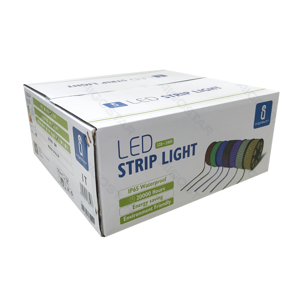 LED Strip licht 230VAC 2835-180 Dubbele rij Rood 50m 10mm