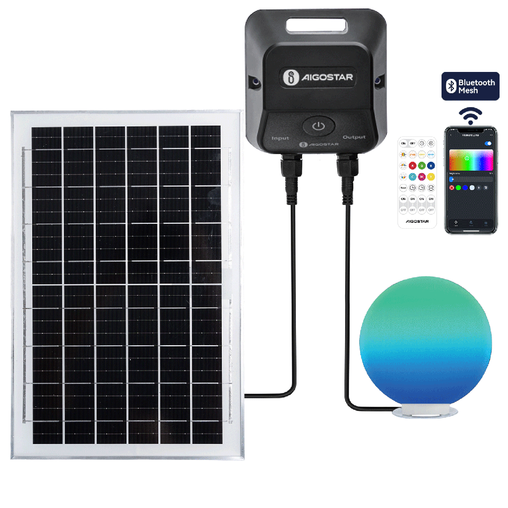 [S1030234B] Solar Vloerlamp met Grondpin 35W Φ500mm Wit RGBCCT Bluetooth Mesh