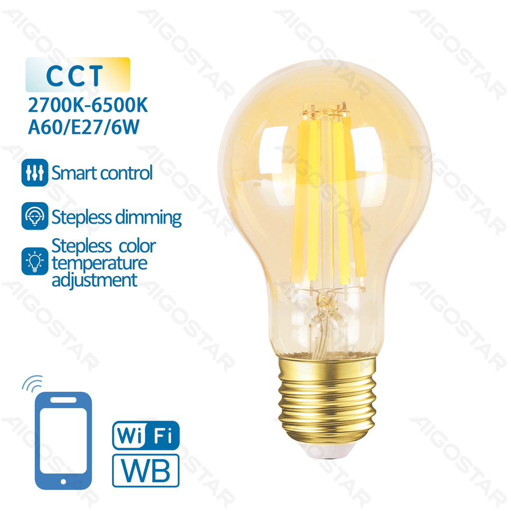 [S10201YIG] WiFi WB Smart Glühbirne A60 E27 (Amber)
