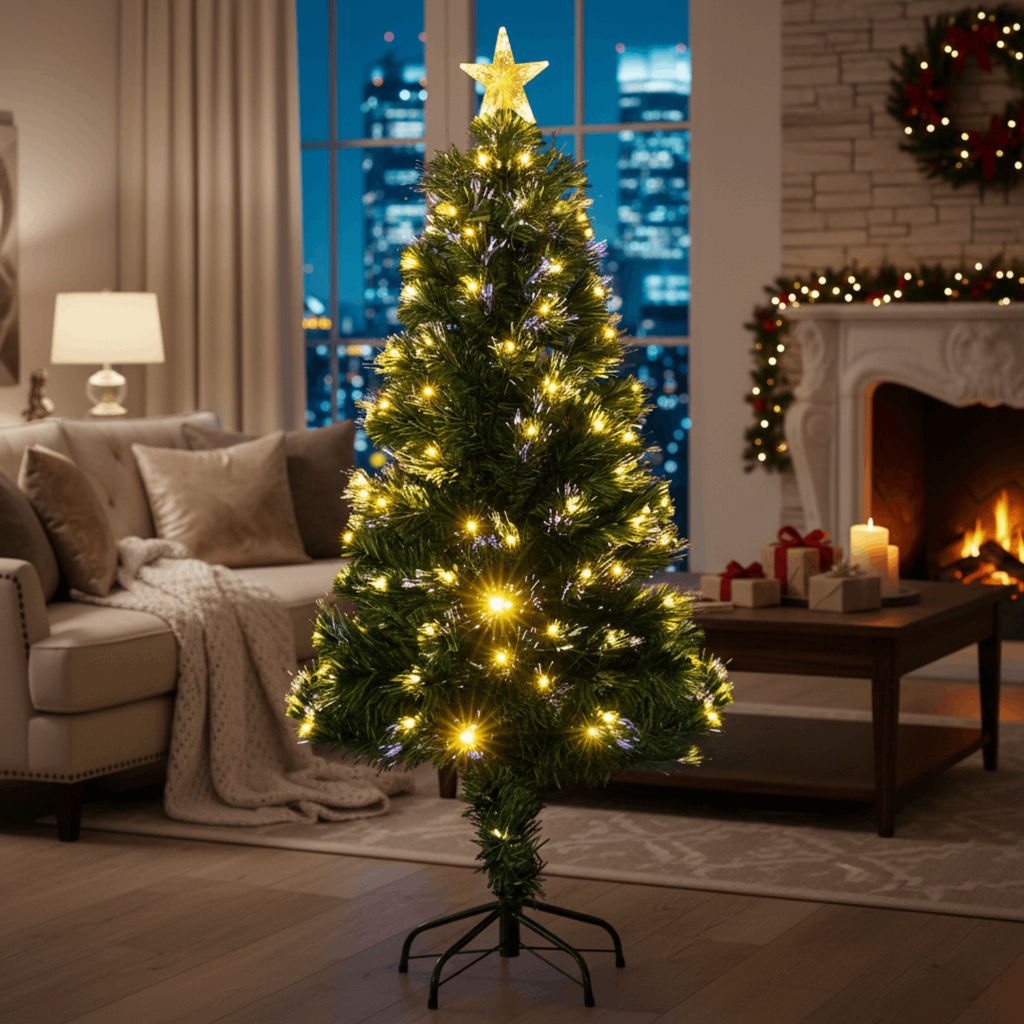 Low voltage fiber optic Christmas tree, warm white, 1.2m ,IP44, Indoor&Outdoor
