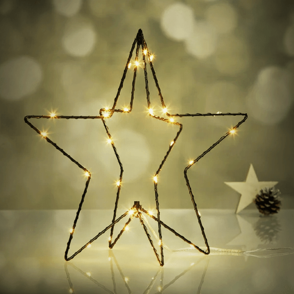 [B10303Q8V] Aigostar Kerstdecoratie - 3D-pentagramlicht met laag voltage Warm wit 5 m+H60 cm