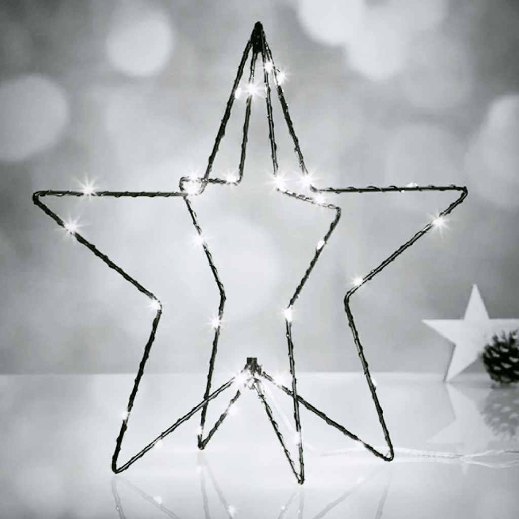 [B10303Q8W] Aigostar Kerstdecoratie - 3D-pentagramlicht met laag voltage Koud wit 5 m+H60 cm