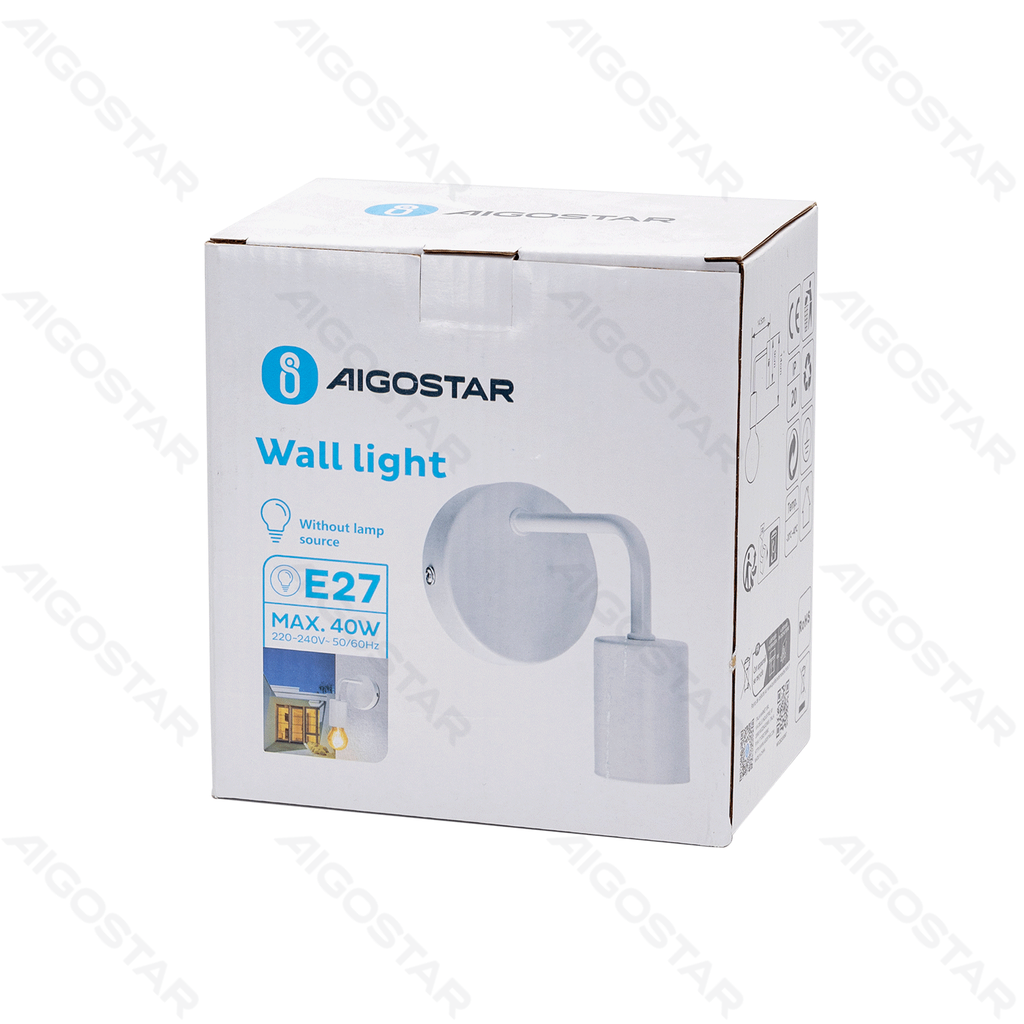 [B10305MP1] Applique murale en métal blanc (sans ampoule) E27