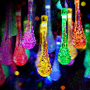 Guirlande lumineuse solaire gouttes de pluie, RVBJ, 2m+10m