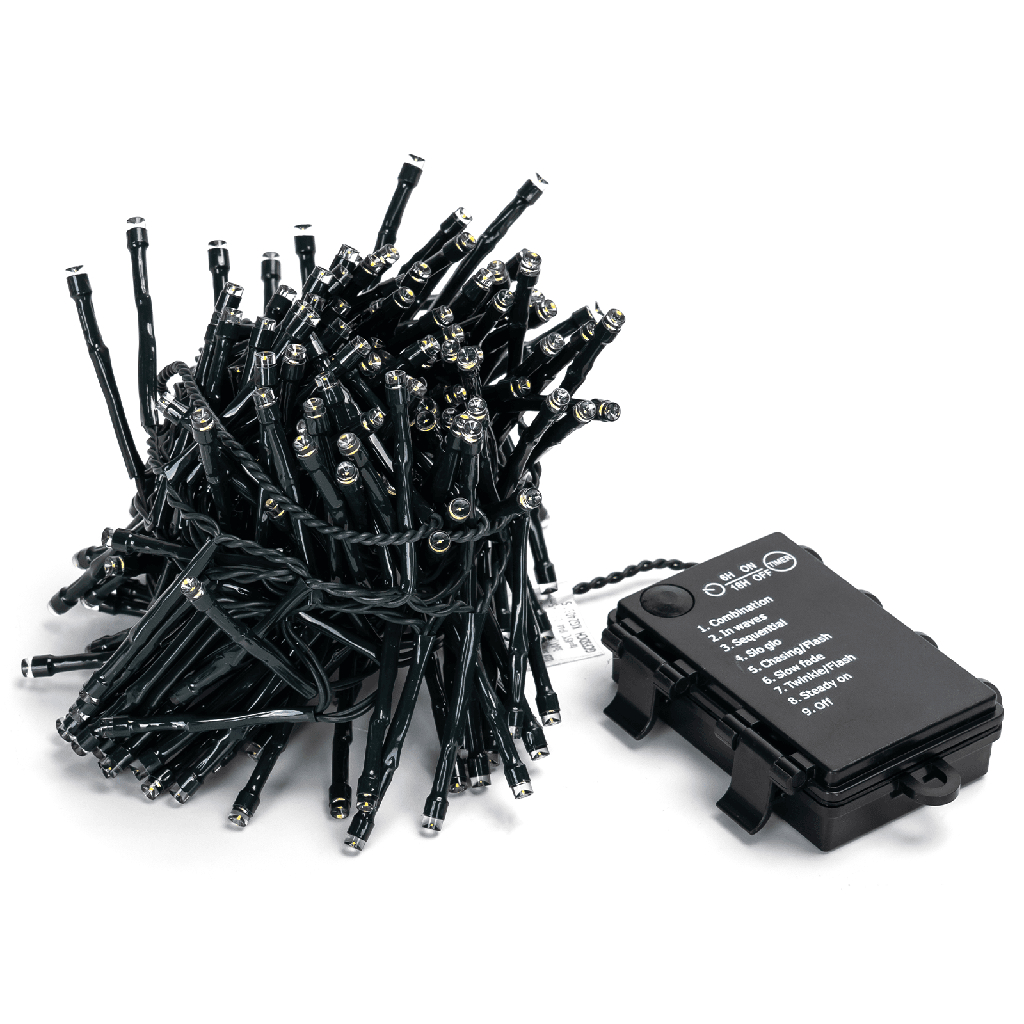 [B10303K3B] 3AA-Batterie-Lichterkette flach, Warmes Weiß, 5m ,IP44, Innenbereich&Außenbereich