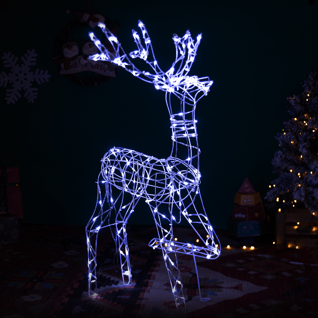 Niedervolt-Weihnachts-Rentier-Licht, Kaltes Weißt, 1m, IP44, Innenbereich&Außenbereich