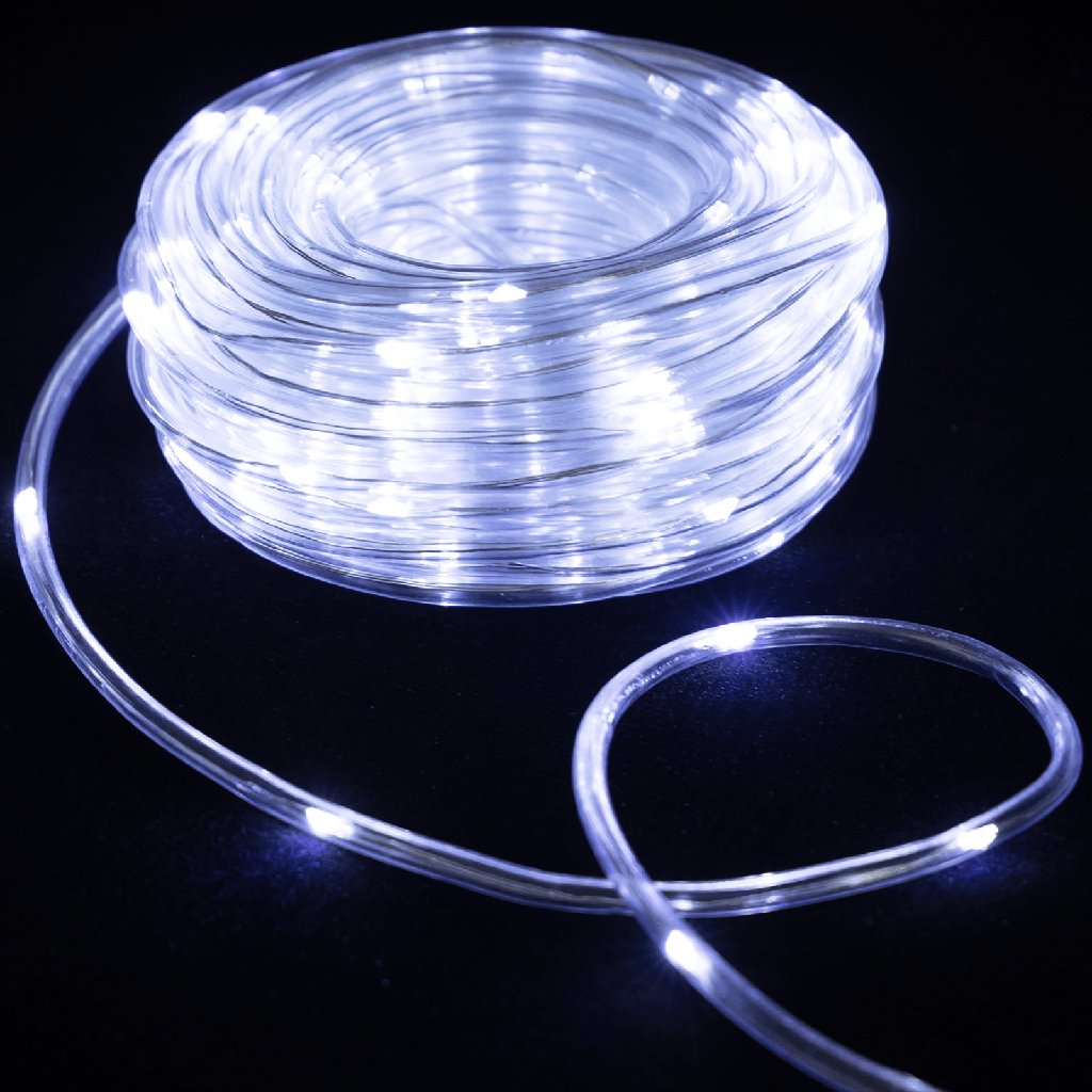 Guirlande lumineuse tube Φ5 mm, piles 3AA, Blanc froid, 10 m ,IP44, Intérieur&Extérieur