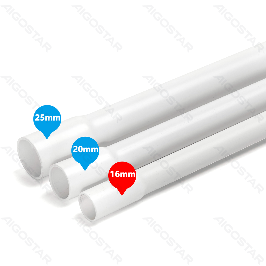 [B20104O9M] Aigostar PVC wijde pijp rond wit 16mm