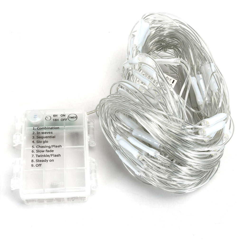 [B10303K49] Aigostar Net van platte lichtstroken met 3AA-batterij Koud wit 1,5m*1,5m IP44 Binnen/Buiten