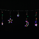 Solar string lights, stars and moons (wave), RGBY, 3m+3m*0.6m, 12strips 12 strips