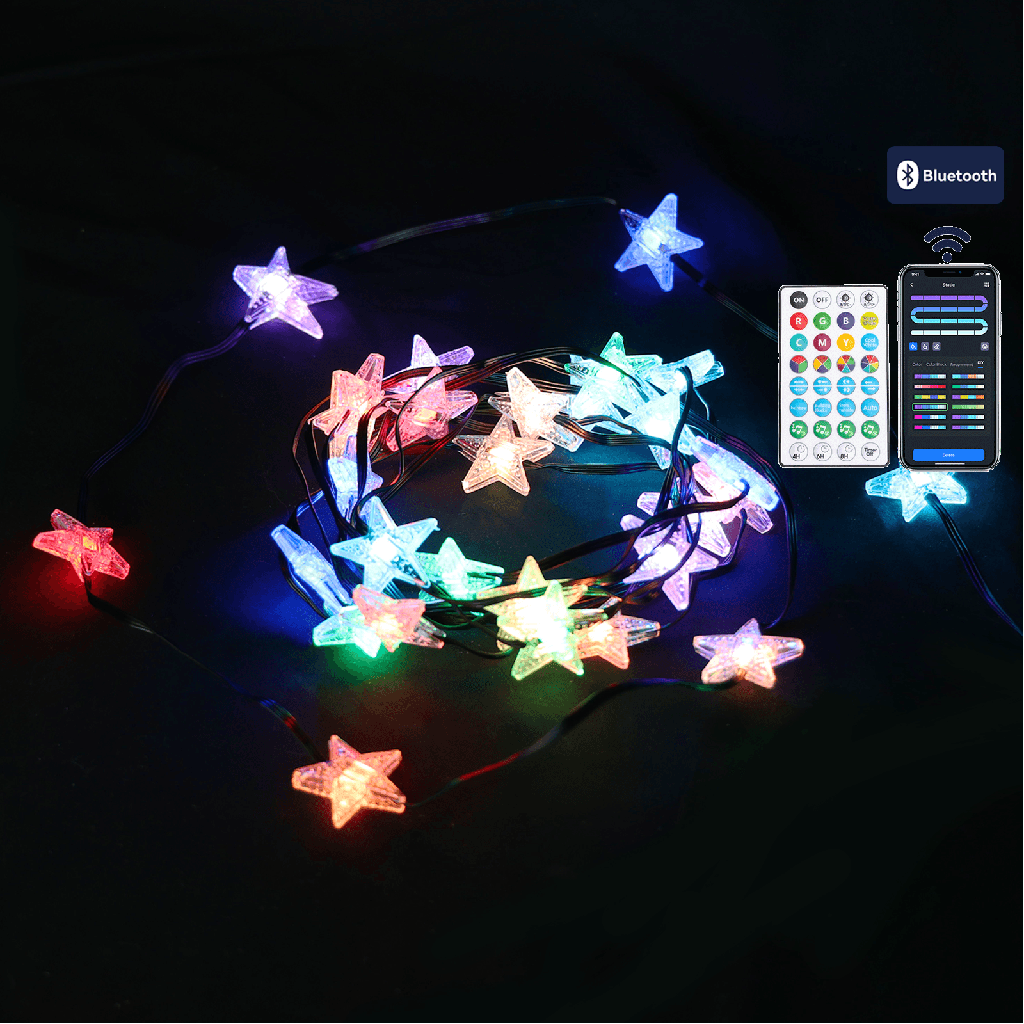Aigostar Bluetooth Laagspanning Ster Lichtsnoer Lampen RGBIC 5m