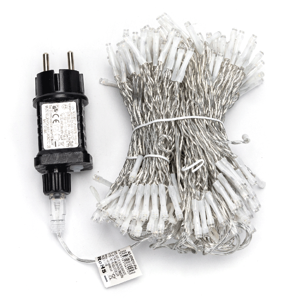 [B103031NW] Niedervolt-Vorhang-Lichterkette flach, Kaltes Weißt, 3m*3m 10 Streifen ,IP44, Innenbereich&Außenbereich