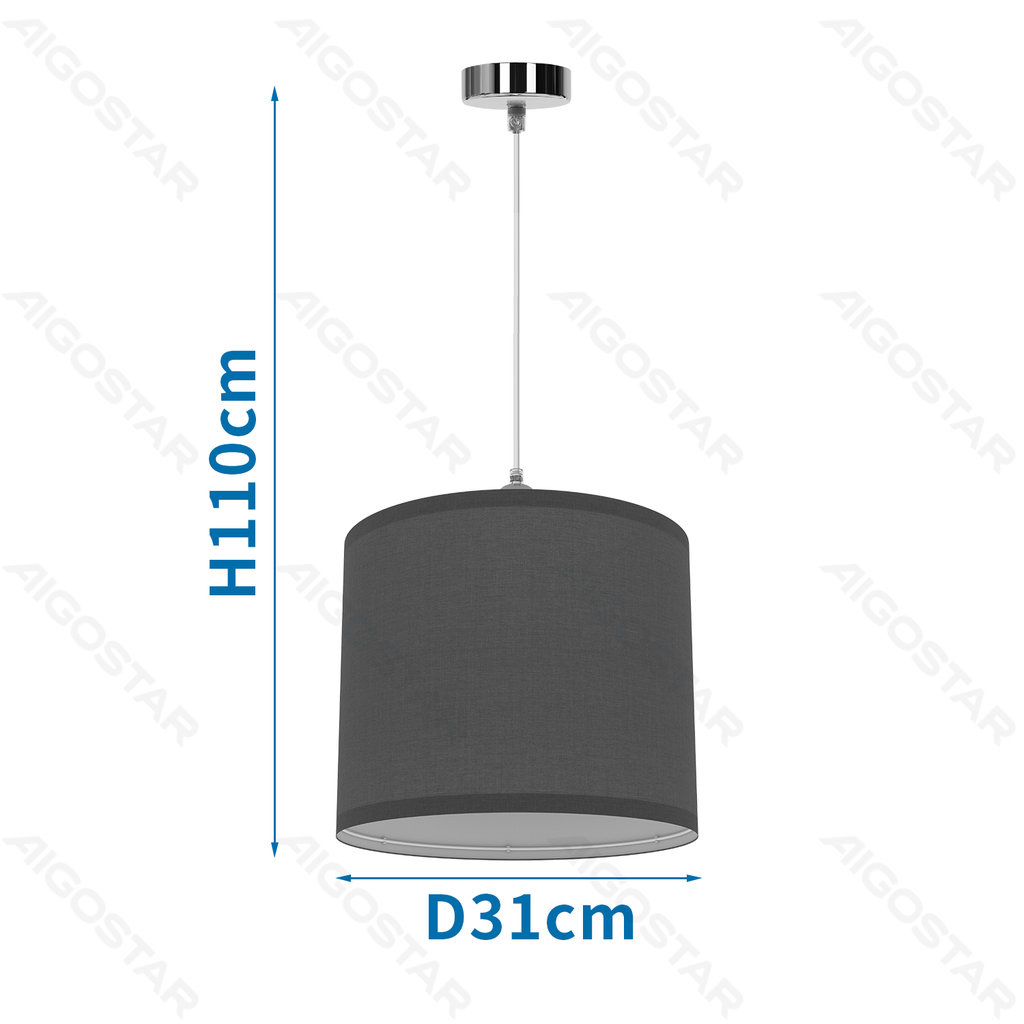 Aigostar Stoffen Hanglamp (Zonder Lichtbron) Grijs E27