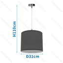 Aigostar Stoffen Hanglamp (Zonder Lichtbron) Grijs E27