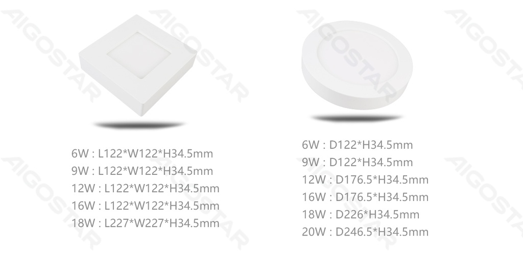 E6 LED  Surface-mounted Square Downlight 16W Yellow Light