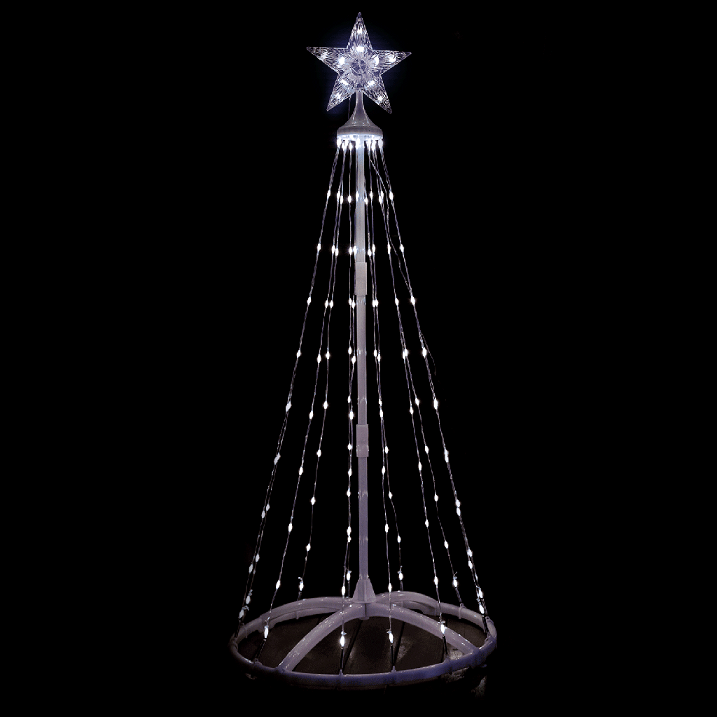 [B10303KW3] Low voltage light-up Christmas cone tree decoration, cold white, 1.8m ,IP44, Indoor&Outdoor