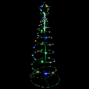 Solar light-up Christmas cone tree decoration, RGBY, 2m+1m