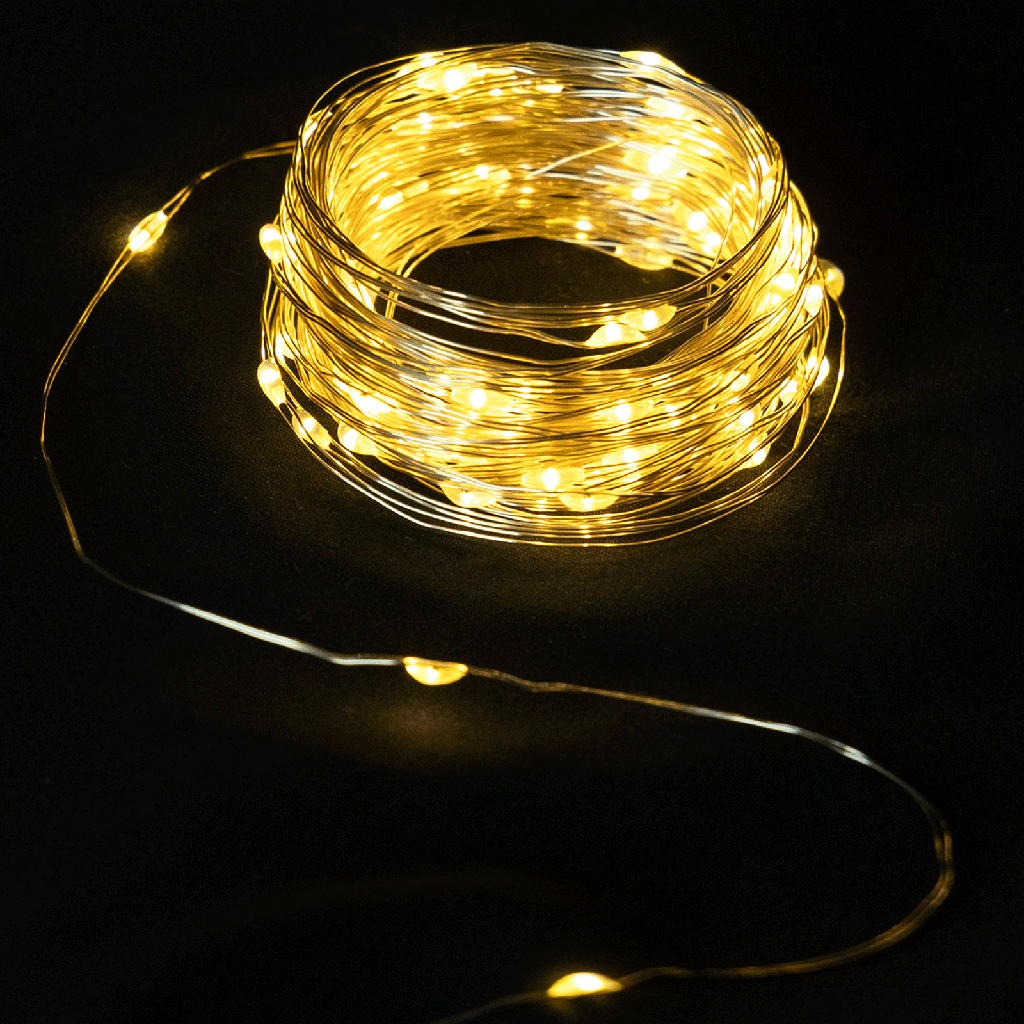 Aigostar Lichtstrook met koperdraad en 3AA-batterij Warm wit 15m IP44 Binnen/Buiten