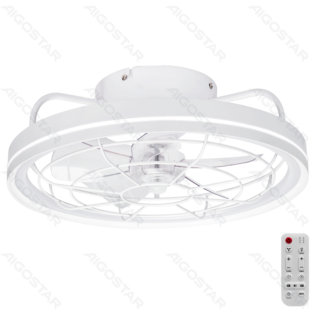 [B10313QV0] Aigostar Plafondventilator met lamp 19 5 inch 5 bladen 6 snelheden wit