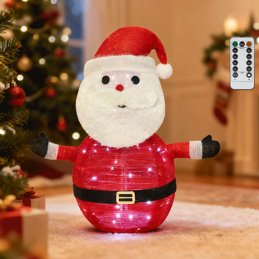 [B10303ABAG] Faltbarer Weihnachtsmann Kaltweiß 0,7 m IP44, Innenbereich&Außenbereich