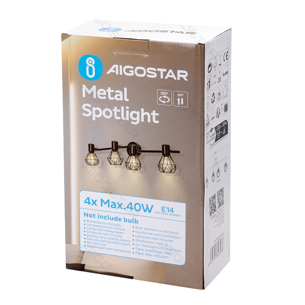 [B10307QE7] 4-way Adjustable Angle Metal Spotlight