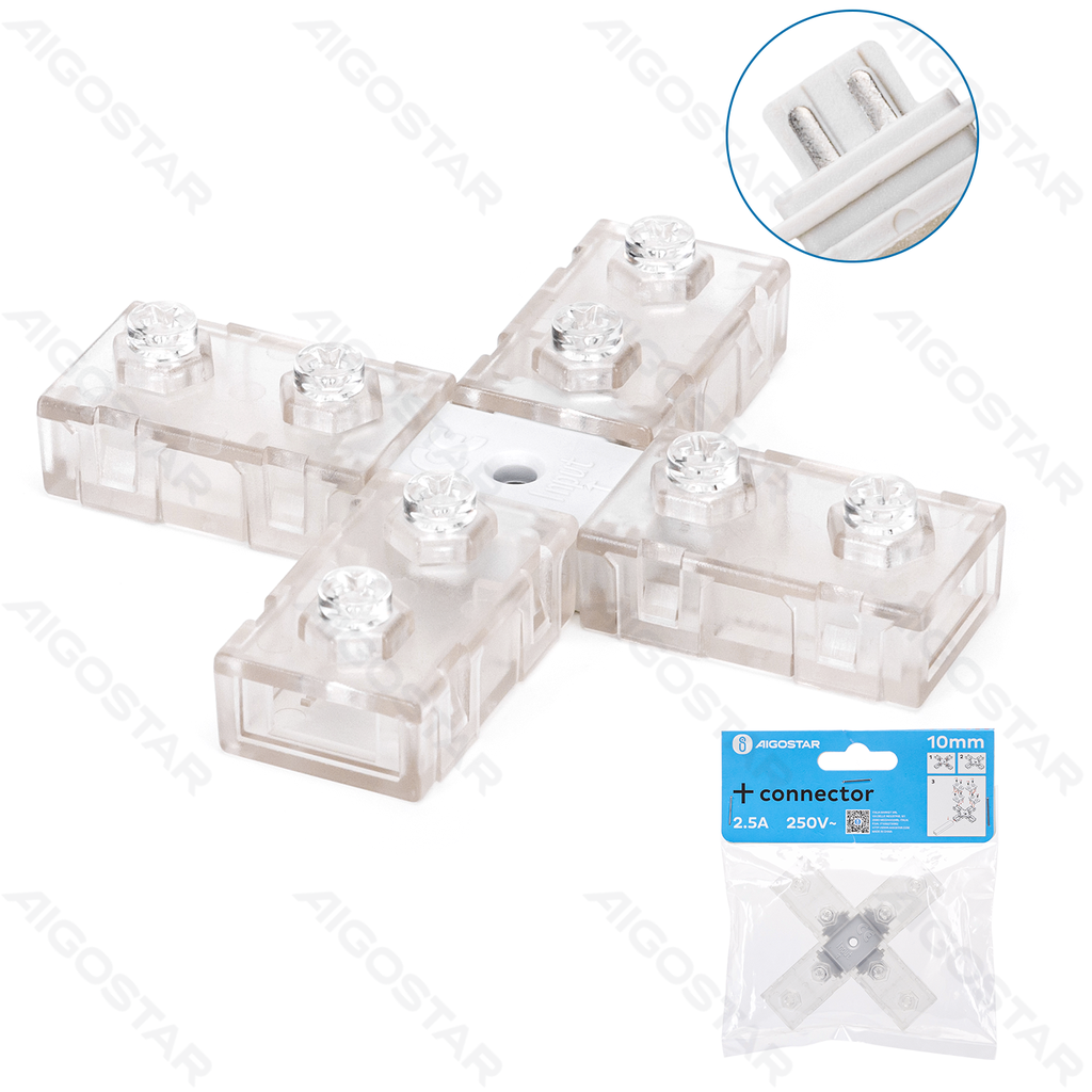 [B10303HU9] Kreuzverbinder für LED-Lichtband mit integrierter Schaltung 10 mm