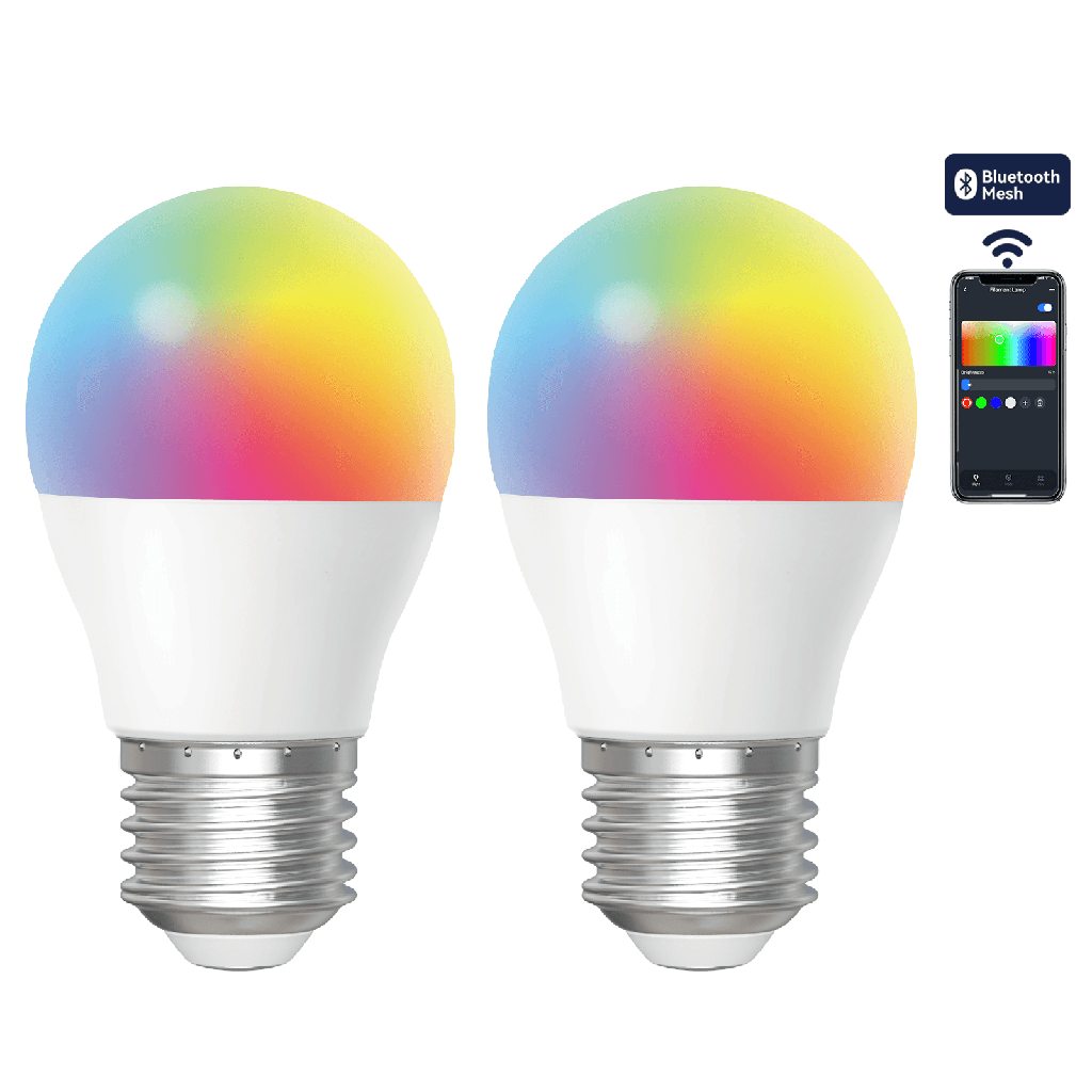 [S10301O38] Bluetooth MESH G45 E27 6,5W RVB+CCT 2 unités ,avec télécommande