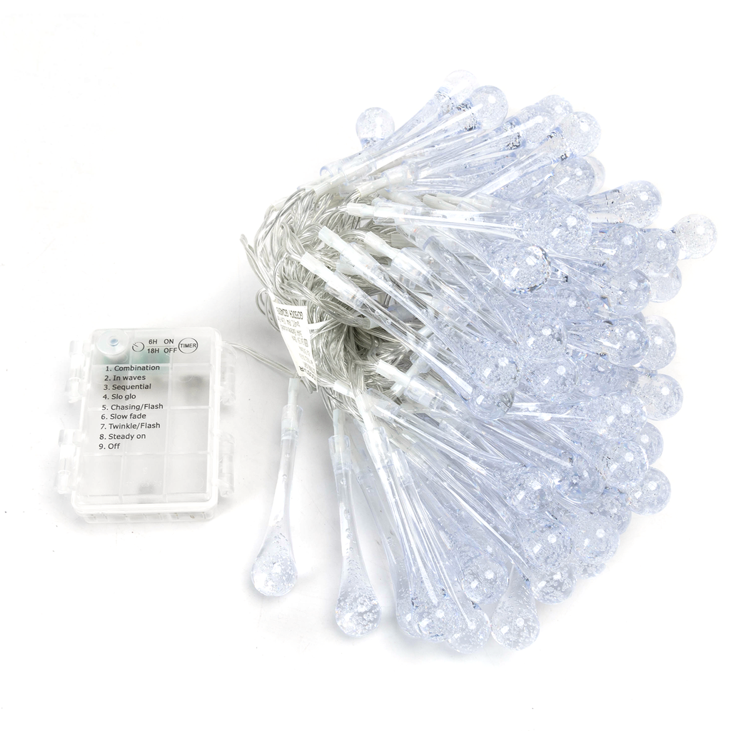 3AA battery raindrop shape string lights, RGBY, 10m ,IP44, Indoor&Outdoor