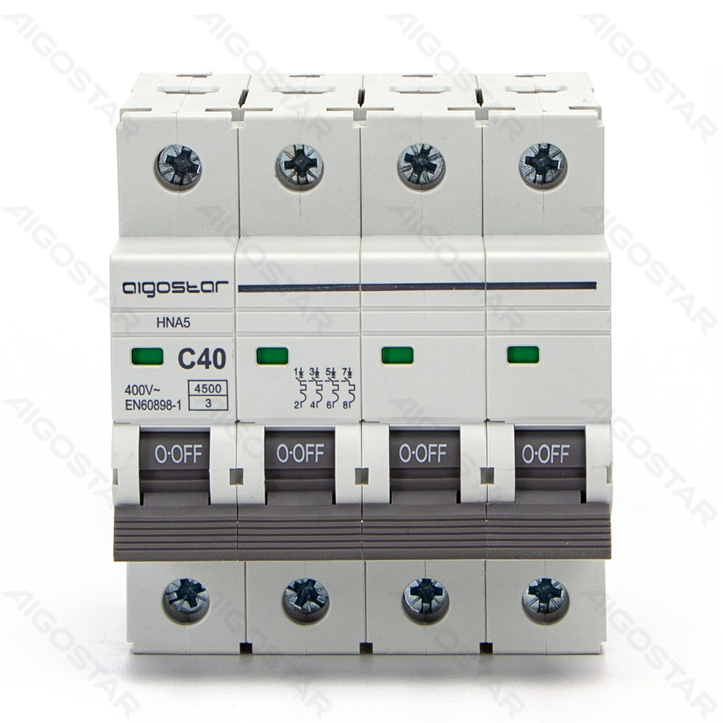 [B20201QEM] Aigostar Miniatuur stroomonderbreker 4P 40A C CURVE Grijs