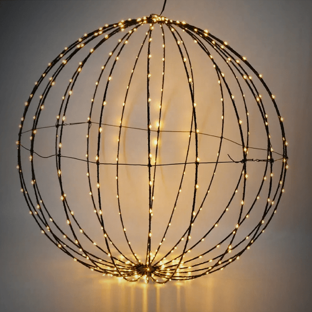 [B10303Q90] Weihnachtsschmuck - Niedervolt-3D-Kugelleuchte, Warmes Weiß, 5m+60cm