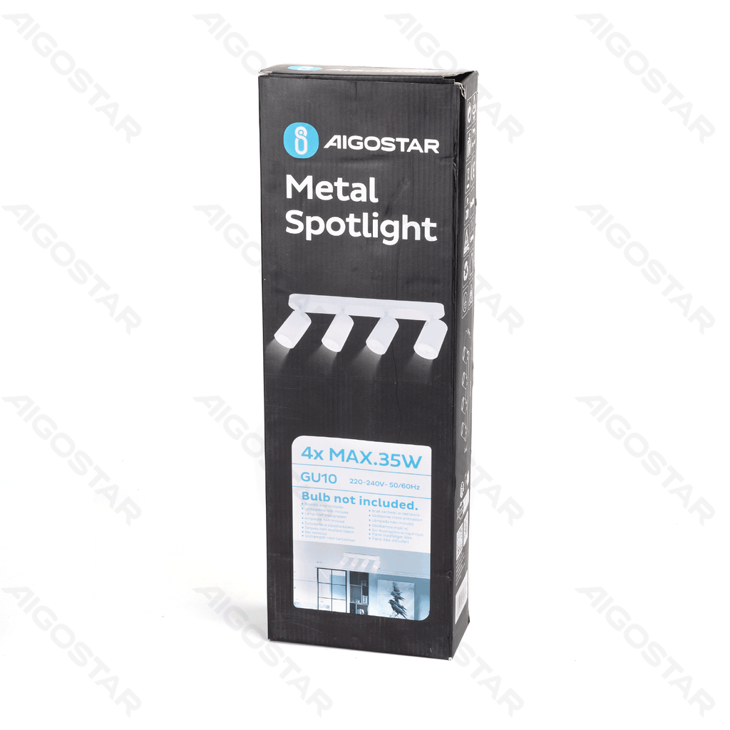 Metalen spot met verstelbare hoek viervoudig wit GU10