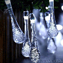 Solar-Lichterkette in Form von Regentropfen, Kaltes Weißt, 2m+10m