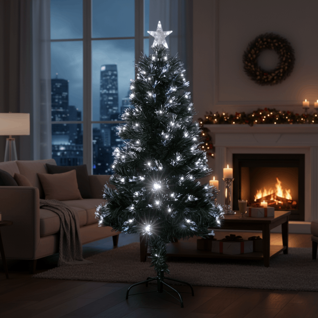 [B10303K6W] Aigostar Kerstboom van optische vezel met laag voltage Koud wit 1.2m IP44 Binnen/Buiten