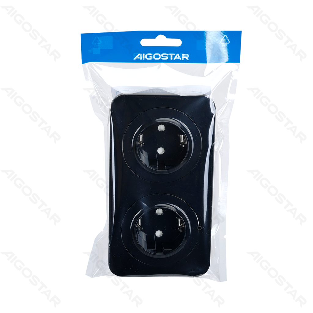 Flush-mounted two schuko socket