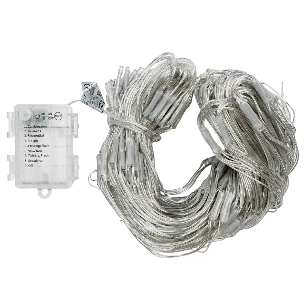 [B10303K47] 3AA Batterie-Lichtnetz-Lichterkette flach, Warmes Weiß, 3m*1.5m ,IP44, Innenbereich&Außenbereich