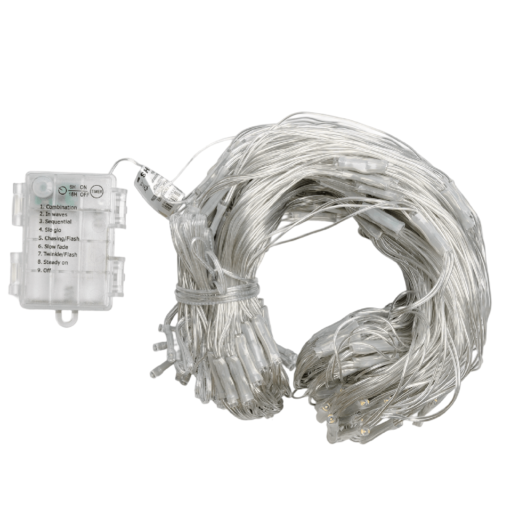 [B10303K4D] Aigostar Net van platte lichtstroken met 3AA-batterij RGBY 3m*1,5m IP44 Binnen/Buiten