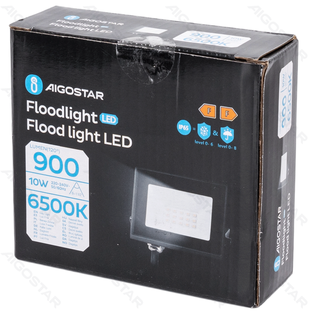Aigostar LED Flood light Glass shade Black 10W 6500K 22.5cm