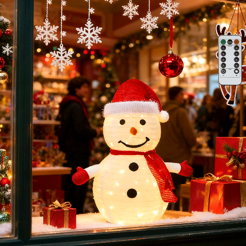 [B10303ABAE] Faltbarer Schneemann Warmweiß 0,7 m IP44, Innenbereich&Außenbereich