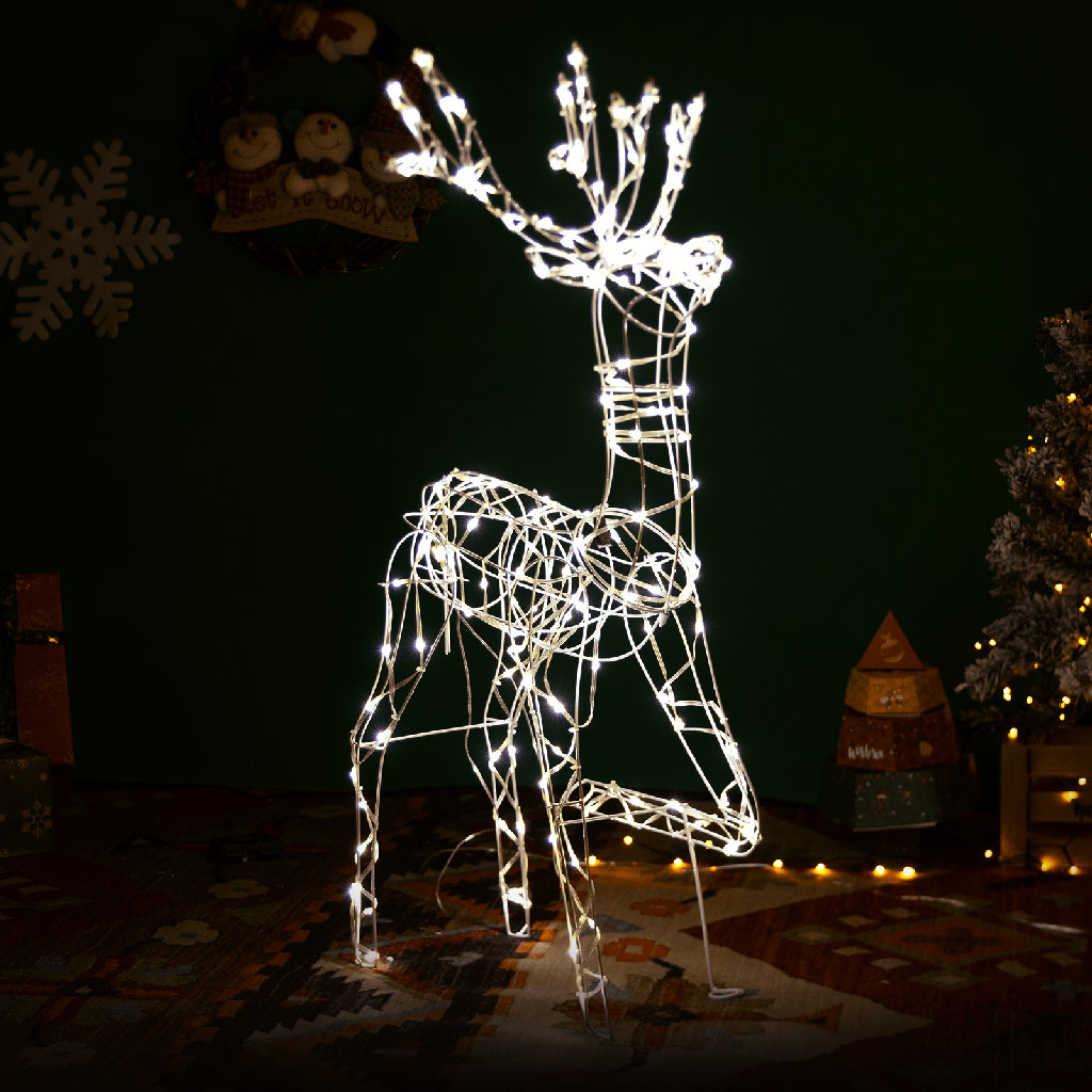 [B10303K6L] Niedervolt-Weihnachts-Rentier-Licht, Warmes Weiß, 1m, IP44, Innenbereich&Außenbereich