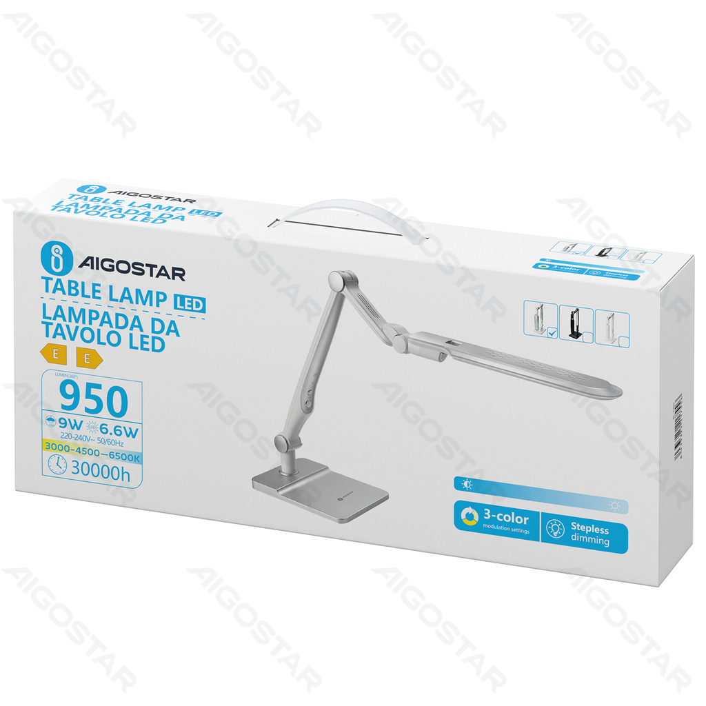 [B10311A0F] LED Dimbare Bureaulamp Zilver 9W 3000-6500K