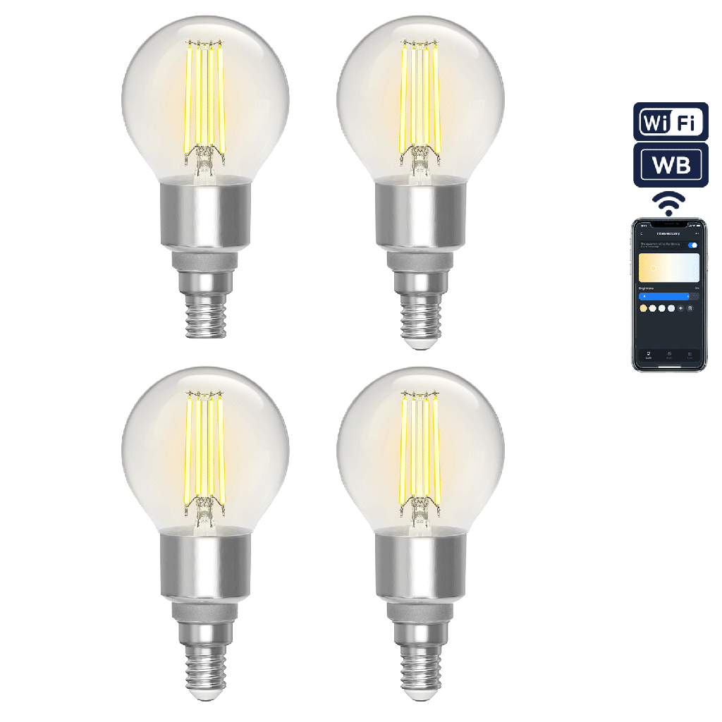 [S10201C4U] Slimme gloeilamp G45 CCT (4STUKS) (WIFI + bluebooth)
