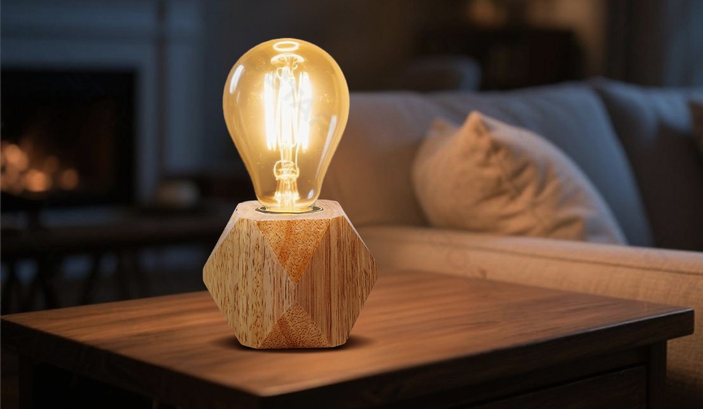 Aigostar Table lamp Wood Polygon Brown E27 Without bulb