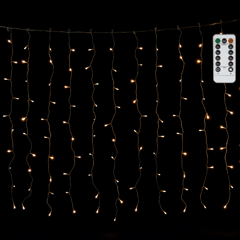 Aigostar Serieel verbindbare laagspanning Platte lichtslinger Ijspegel Flush warm wit 3m+3m*1m 30 snoeren 30 strips IP44 Binnen/Buiten