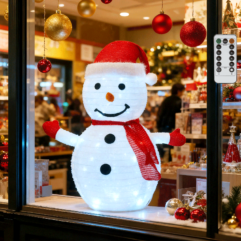 Bonhomme de neige pliable Blanc Froid 0.7m IP44, ntérieur&Extérieur